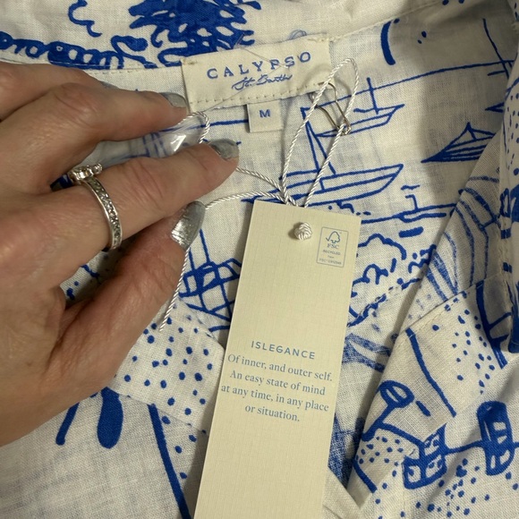 Calypso St. Barth Mediterranean-Inspired Printed Button Up Shirt - Picture 5 of 9